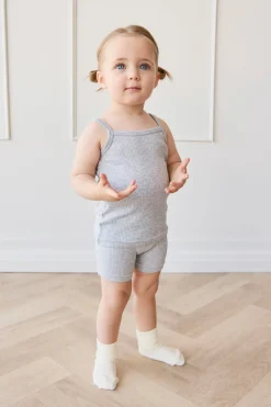 Organic Cotton Modal Singlet - Light Grey Marle