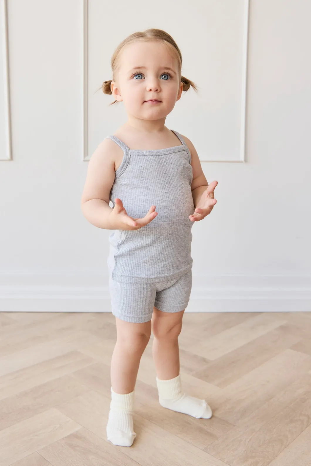 Organic Cotton Modal Singlet - Light Grey Marle