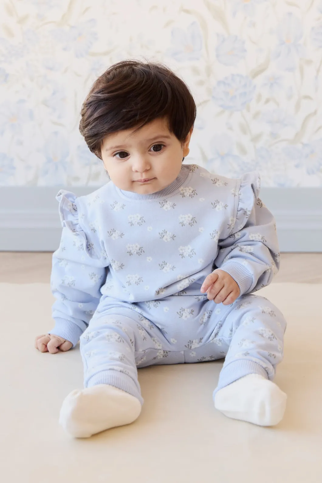 Organic Cotton Morgan Track Pant - Rose Floral Smoke