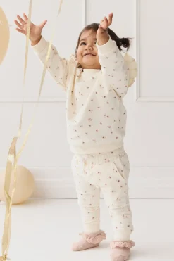 Organic Cotton Morgan Track Pant - Simple Flowers Egret