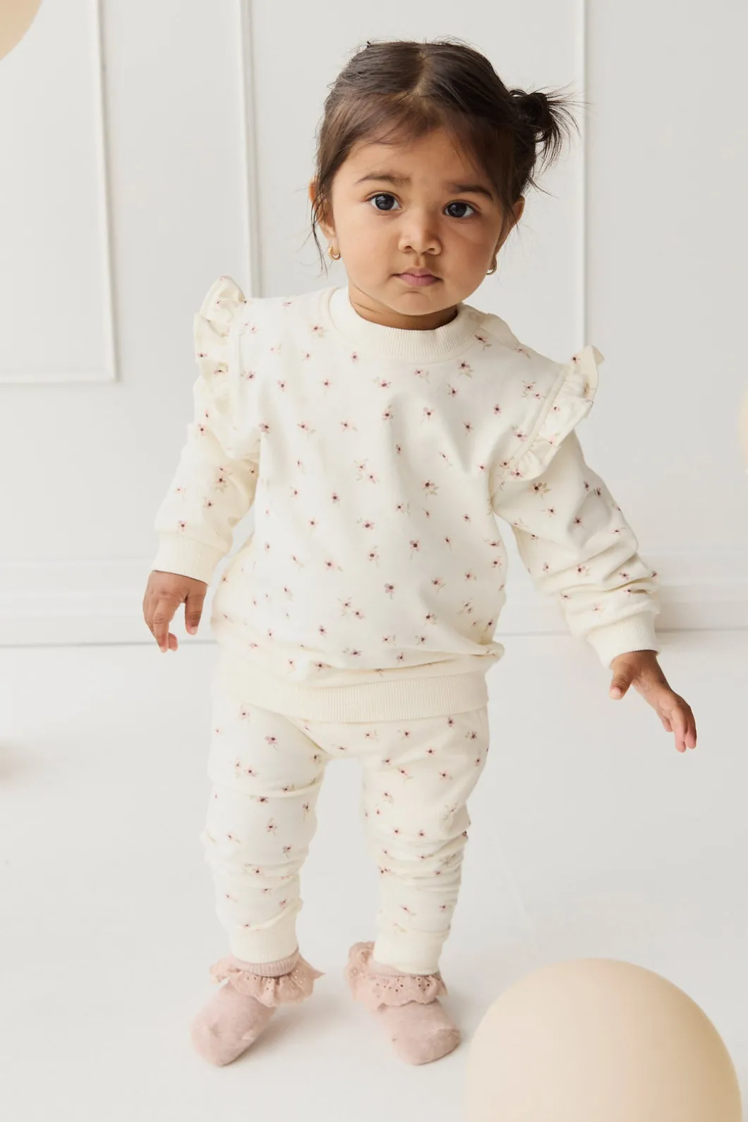 Organic Cotton Morgan Track Pant - Simple Flowers Egret