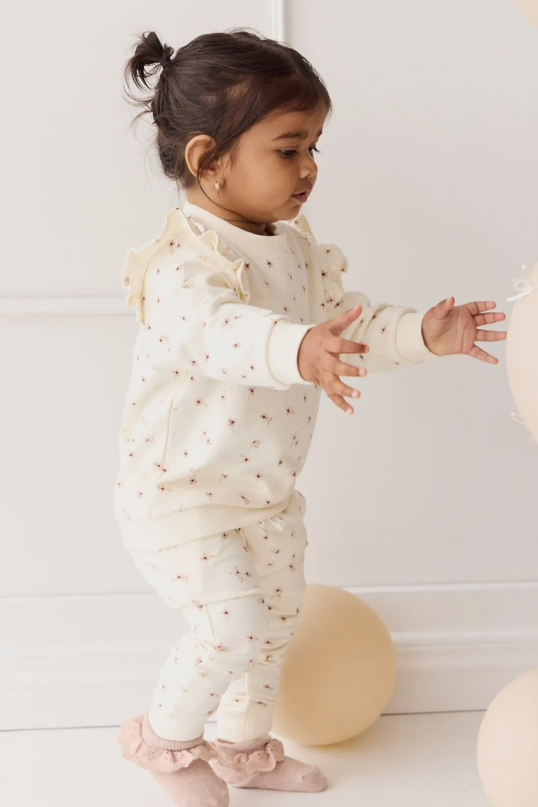 Organic Cotton Morgan Track Pant - Simple Flowers Egret