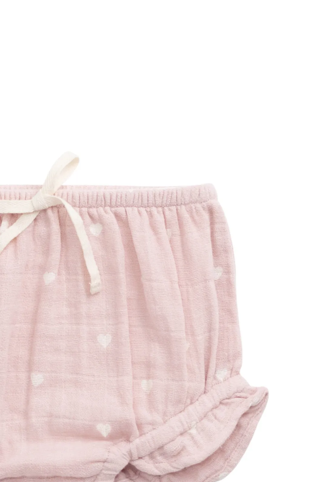 Organic Cotton Muslin Frill Bloomer - Petite Heart Old Rose