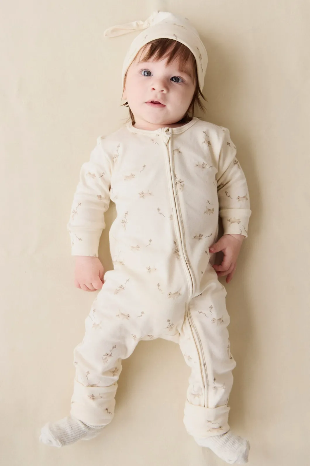 Organic Cotton Reese Zip Onepiece - Kitten and His Kites