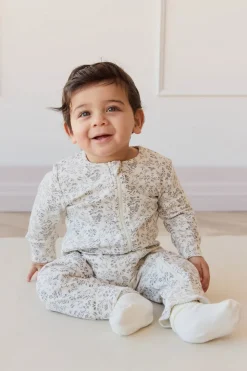 Organic Cotton Reese Zip Onepiece - Garden Bunnies Tofu