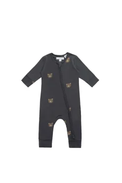 Organic Cotton Reese Zip Onepiece - Bobbie Bears Black Oyster