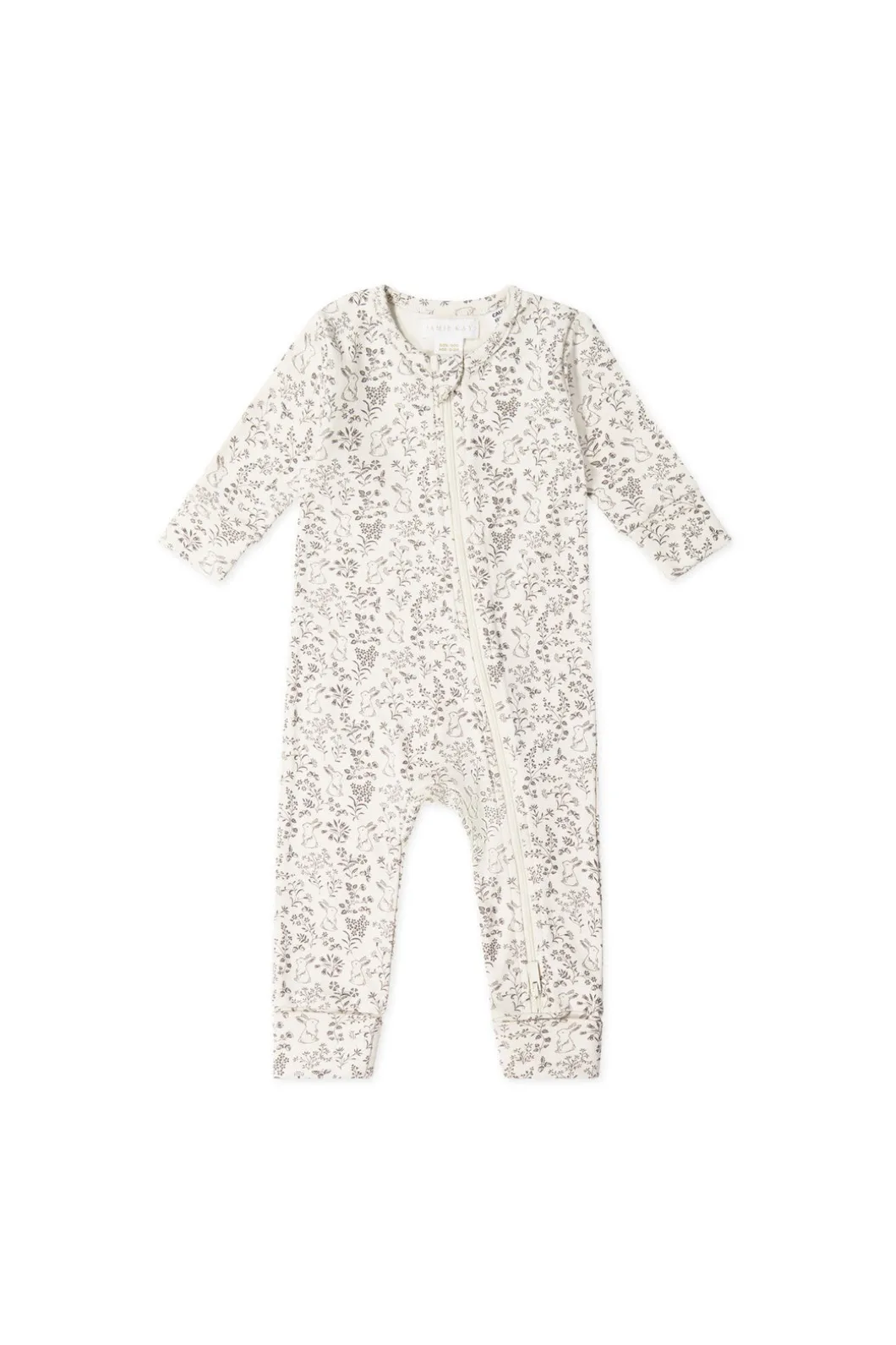 Organic Cotton Reese Zip Onepiece - Garden Bunnies Tofu