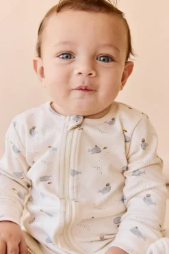 Organic Cotton Reese Zip Onepiece - Whales