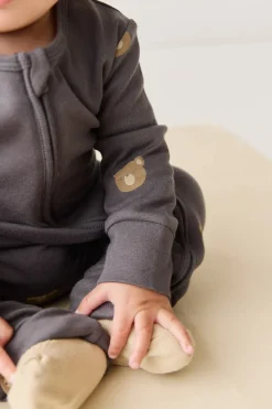 Organic Cotton Reese Zip Onepiece - Bobbie Bears Black Oyster