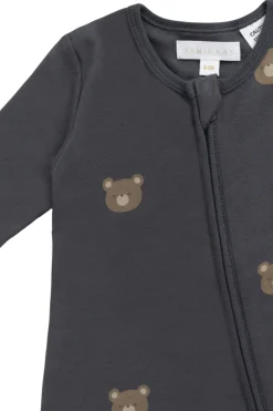 Organic Cotton Reese Zip Onepiece - Bobbie Bears Black Oyster
