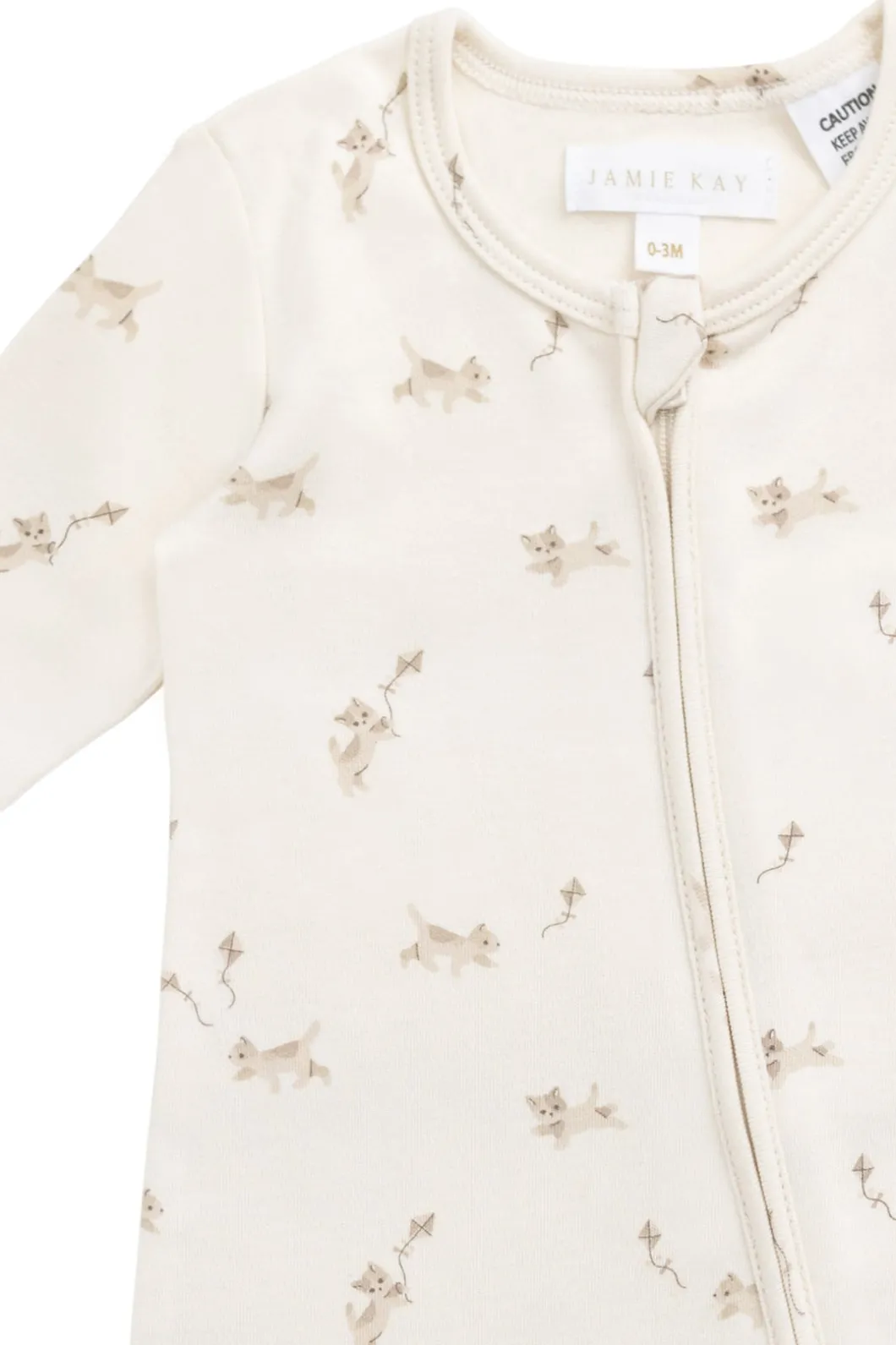 Organic Cotton Reese Zip Onepiece - Kitten and His Kites