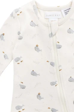 Organic Cotton Reese Zip Onepiece - Whales