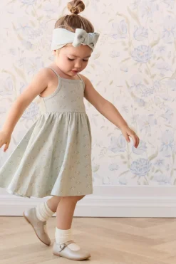 Organic Cotton Samantha Dress - Rose Floral Smoke
