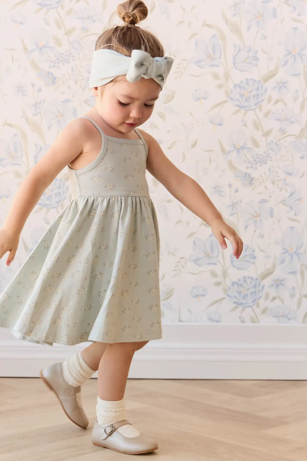 Organic Cotton Samantha Dress - Rose Floral Smoke