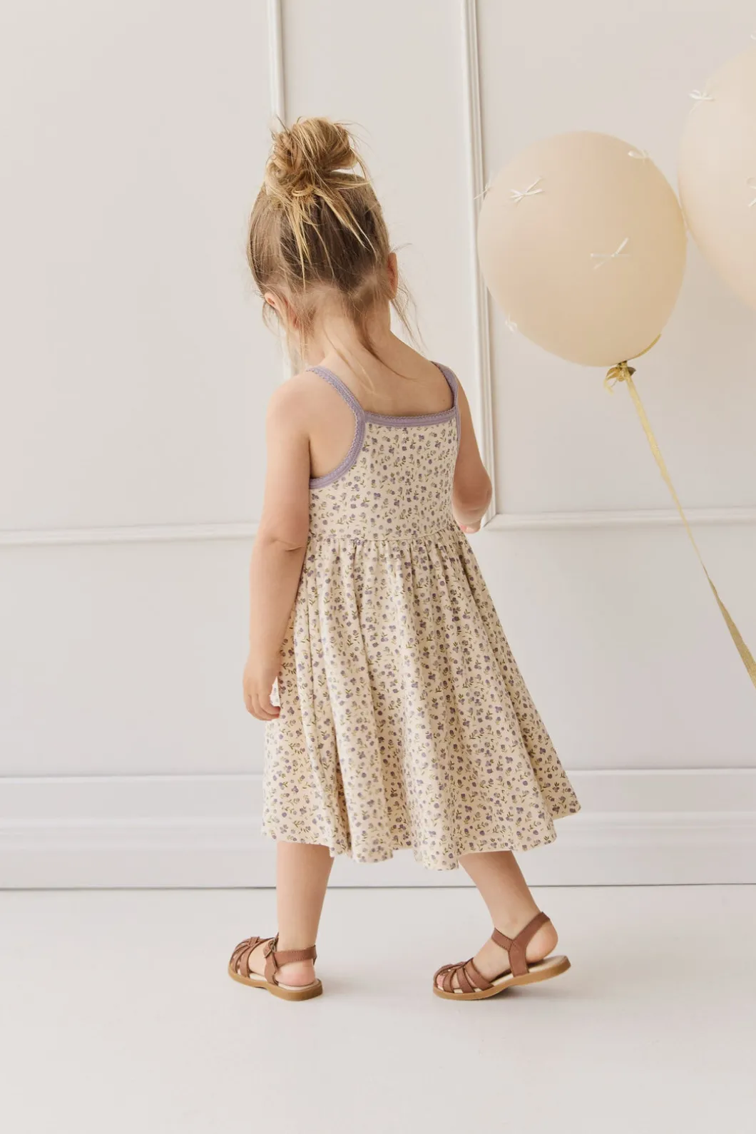 Organic Cotton Samantha Dress - Blueberry Field Raindrops