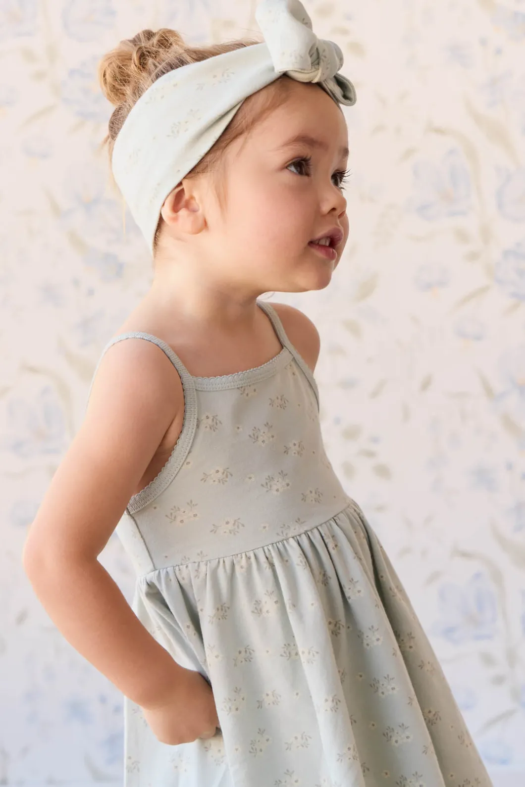 Organic Cotton Samantha Dress - Rose Floral Smoke
