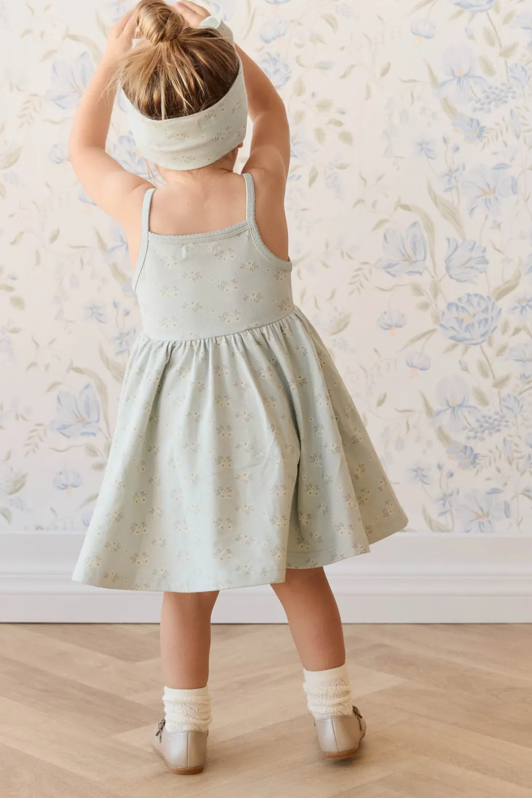 Organic Cotton Samantha Dress - Rose Floral Smoke