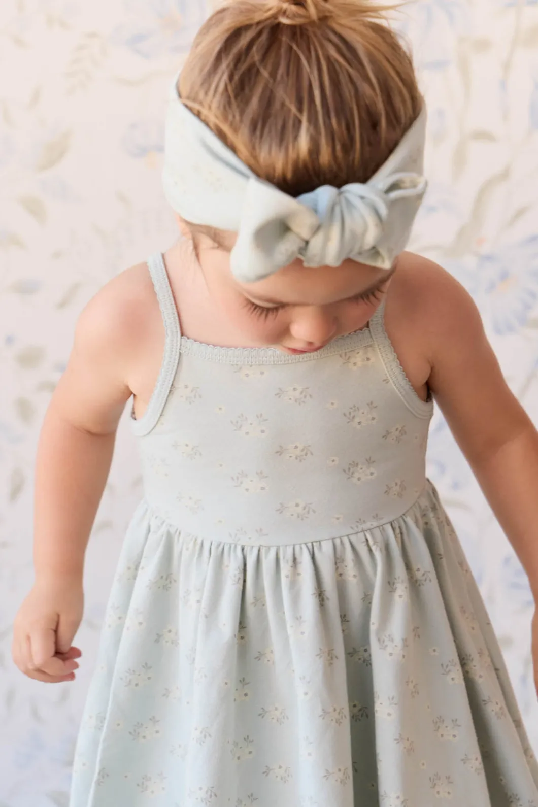 Organic Cotton Samantha Dress - Rose Floral Smoke