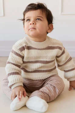Organic Cotton Shaun Pant - Daily Stripe Pale Terracotta/Buff