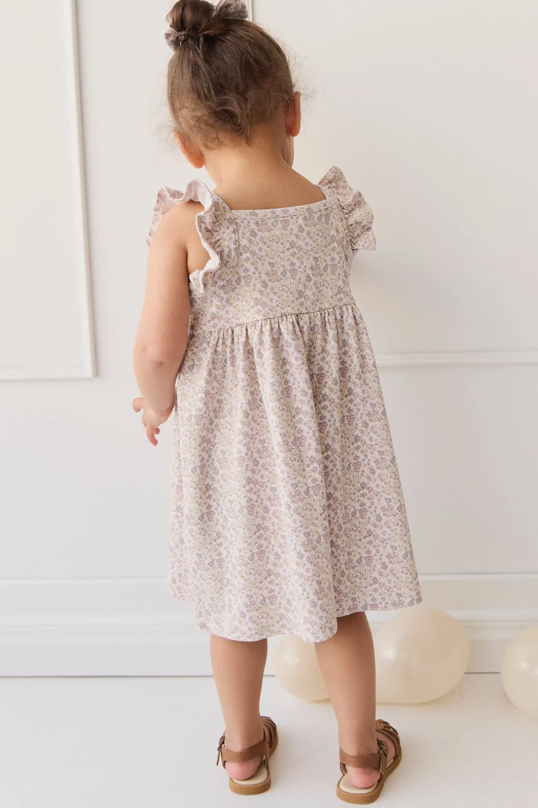 Organic Cotton Sienna Dress - Amber Floral Lilac Ash