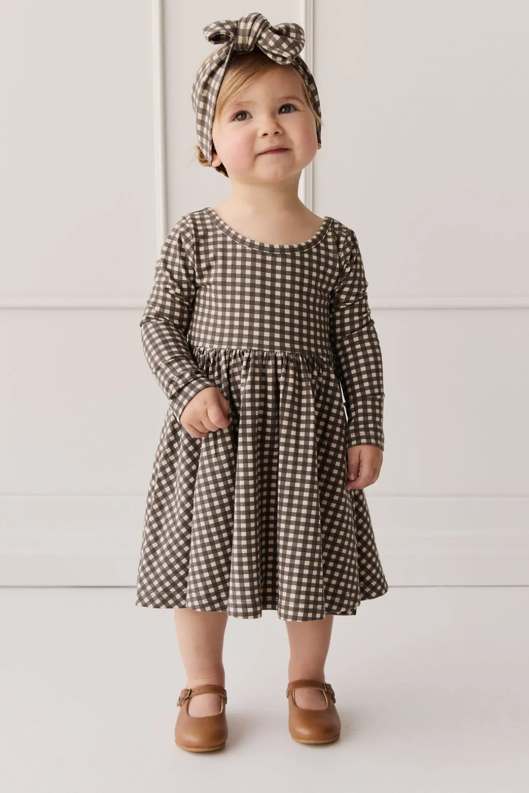 Organic Cotton Tallulah Dress - Mini Gingham Bistre