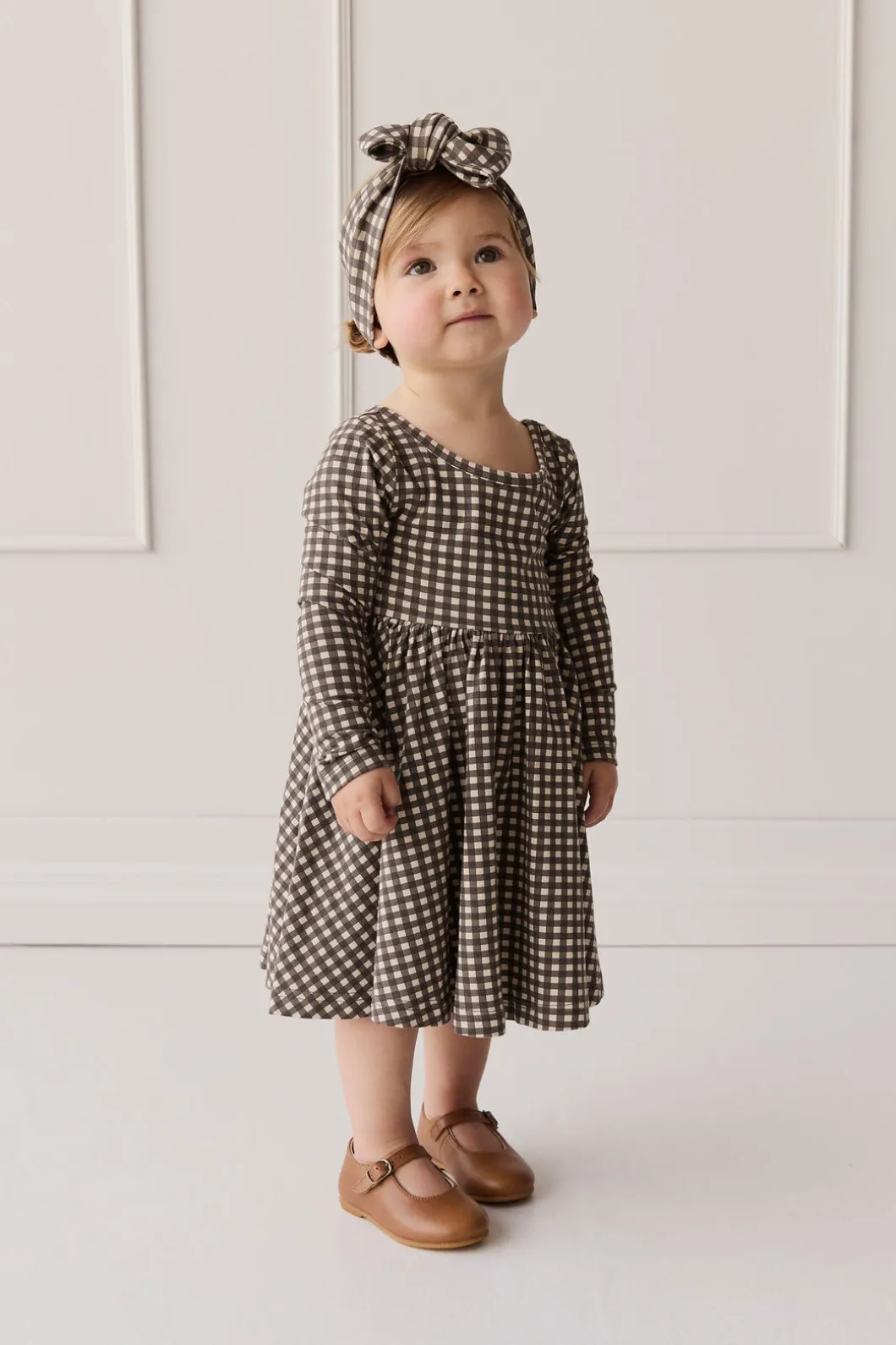 Organic Cotton Tallulah Dress - Mini Gingham Bistre