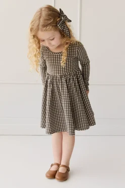 Organic Cotton Tallulah Dress - Mini Gingham Bistre