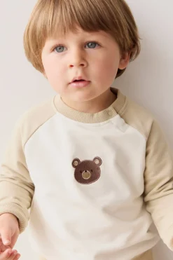Organic Cotton Tao Sweatshirt - Biscuit/Cloud Bobbie Bear