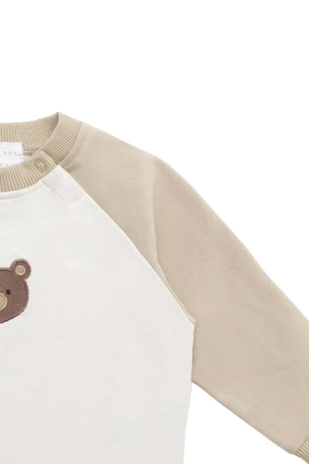 Organic Cotton Tao Sweatshirt - Biscuit/Cloud Bobbie Bear