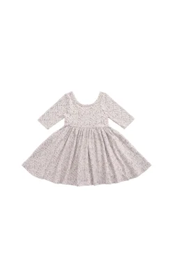 Organic Cotton Tulip Dress - Amber Floral Lilac Ash