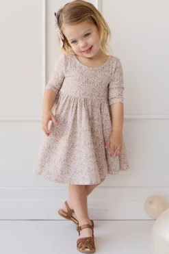 Organic Cotton Tulip Dress - Amber Floral Lilac Ash