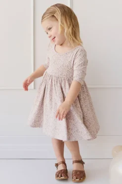 Organic Cotton Tulip Dress - Amber Floral Lilac Ash