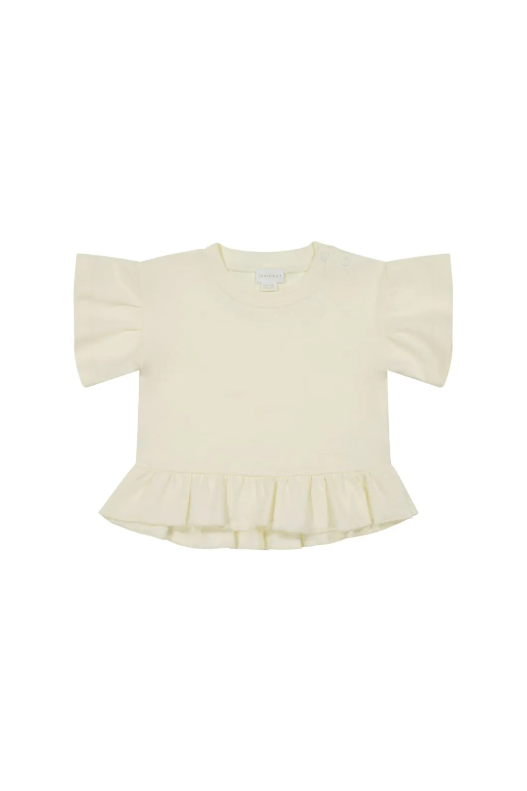 Pima Cotton Courtney Ruffle Top - Egret