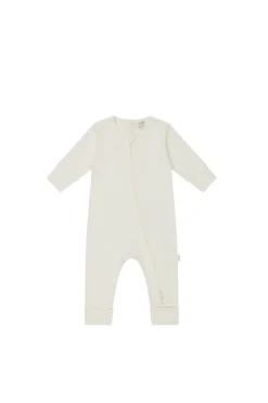 Pima Cotton Frankie Zip Onepiece - Milk