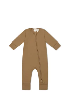 Pima Cotton Frankie Zip Onepiece - Cream Caramel