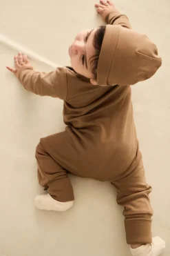 Pima Cotton Frankie Zip Onepiece - Cream Caramel