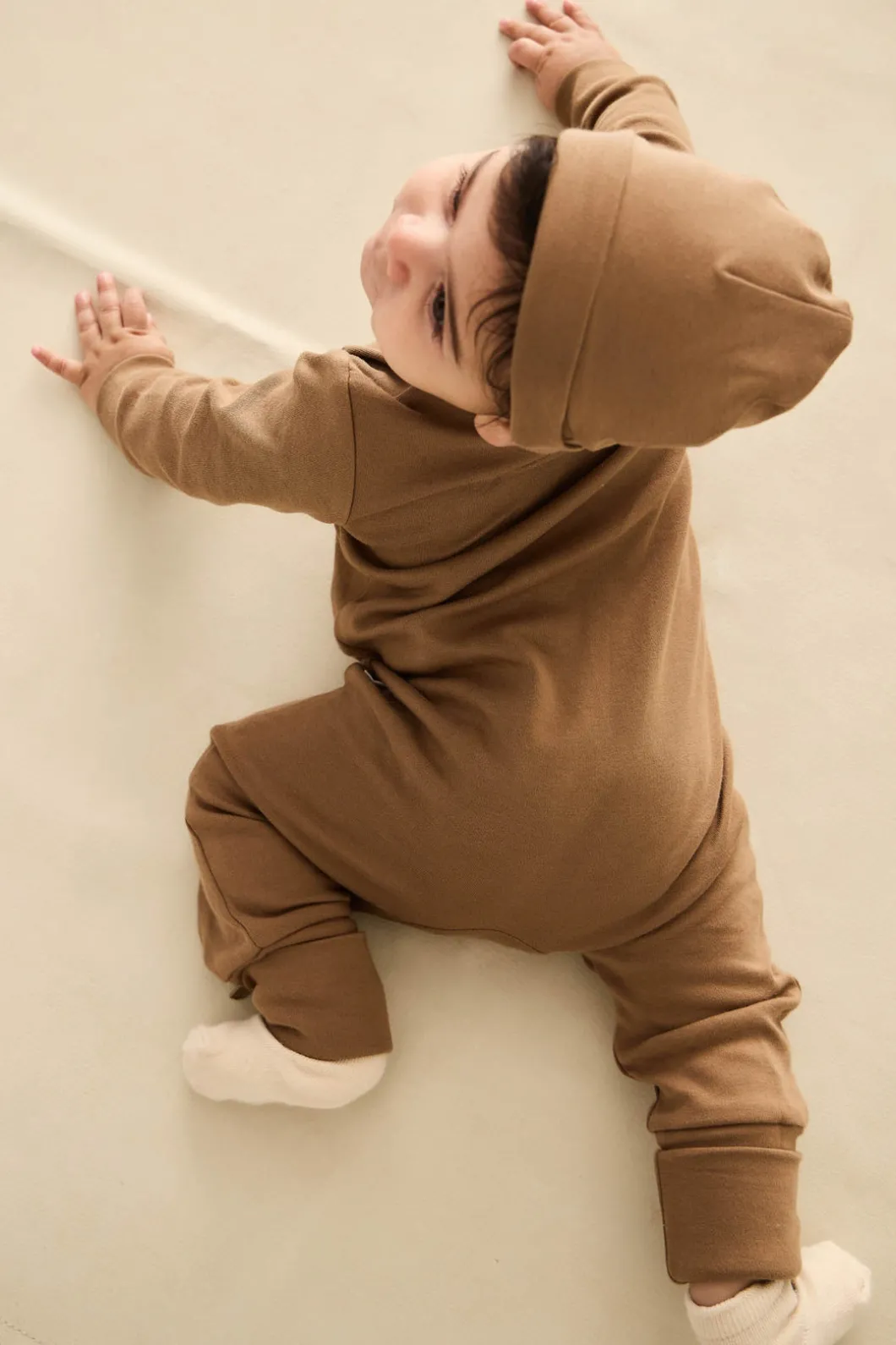 Pima Cotton Frankie Zip Onepiece - Cream Caramel