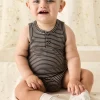 Pima Cotton Noah Playsuit - Dark Coffee/Vintage Taupe