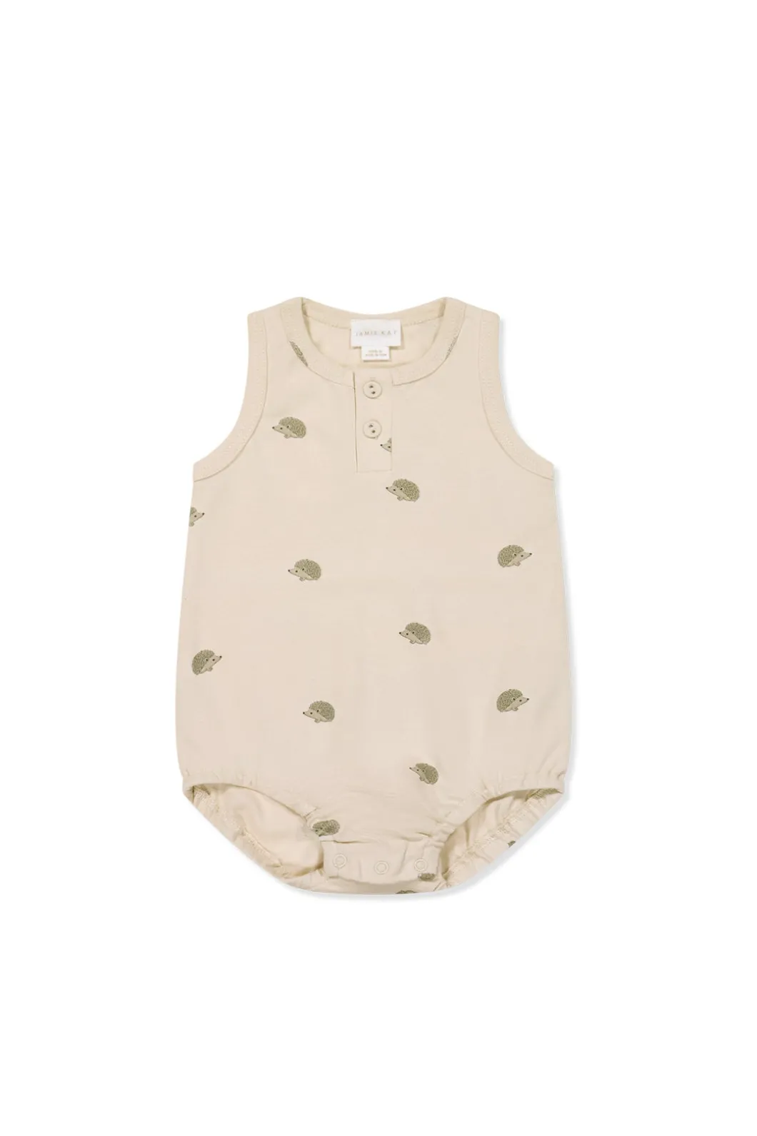 Pima Cotton Noah Playsuit - Henry Hedgehog Birch