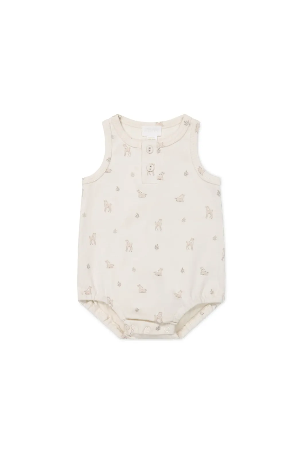 Pima Cotton Noah Playsuit - Fable Deer Cloud