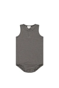 Pima Cotton Noah Playsuit - Dark Coffee/Vintage Taupe