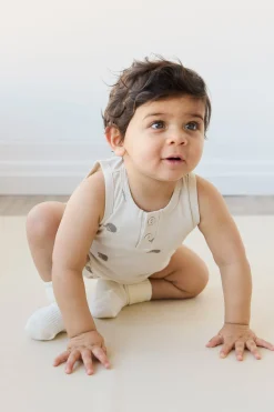 Pima Cotton Noah Playsuit - Henry Hedgehog Birch