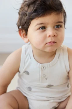 Pima Cotton Noah Playsuit - Henry Hedgehog Birch