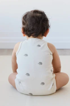 Pima Cotton Noah Playsuit - Henry Hedgehog Birch