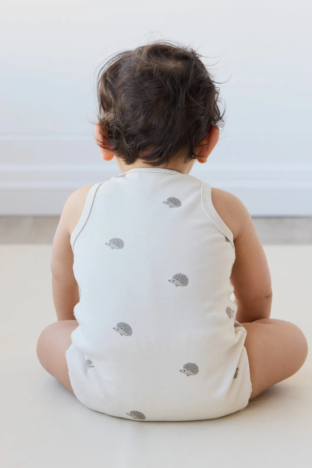 Pima Cotton Noah Playsuit - Henry Hedgehog Birch