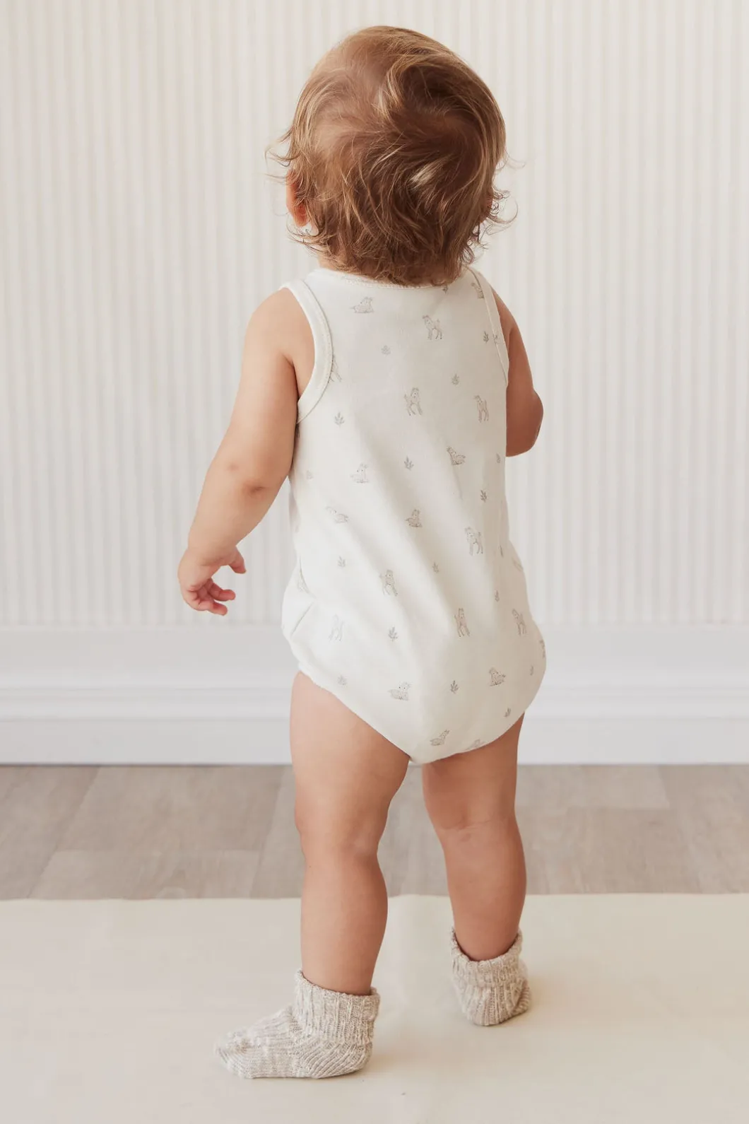 Pima Cotton Noah Playsuit - Fable Deer Cloud