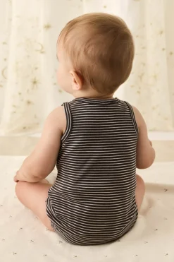 Pima Cotton Noah Playsuit - Dark Coffee/Vintage Taupe