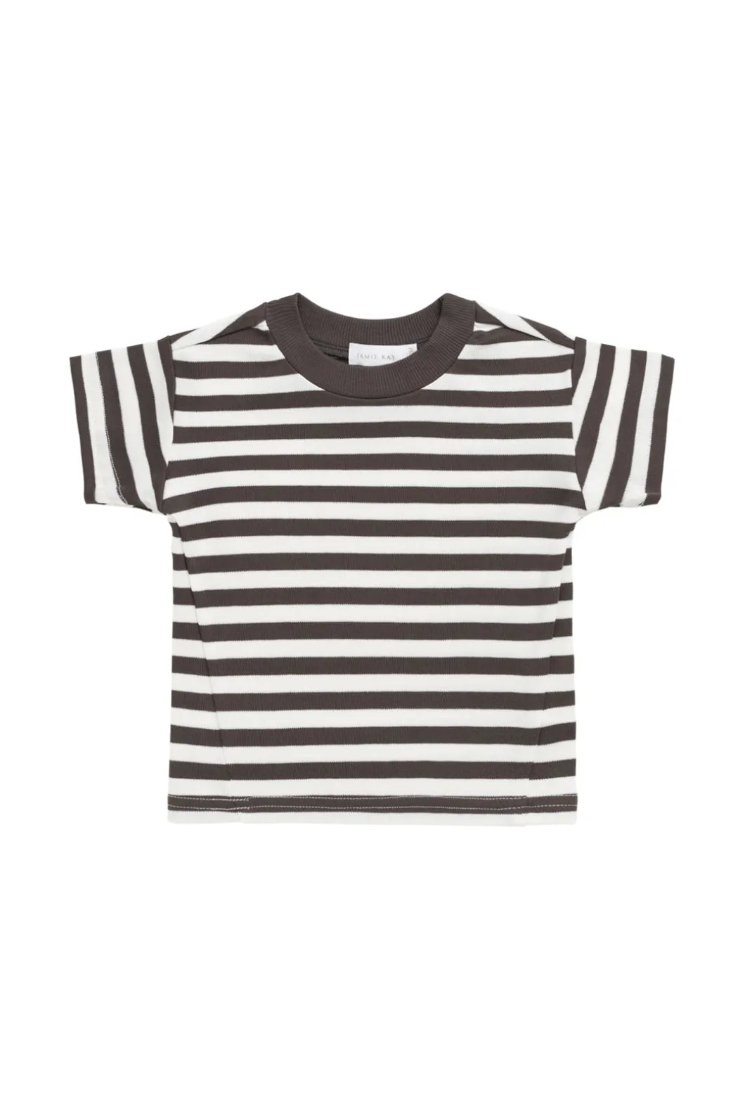 Pima Cotton Otis Tee - Essential Stripe Cloud/Dark Coffee