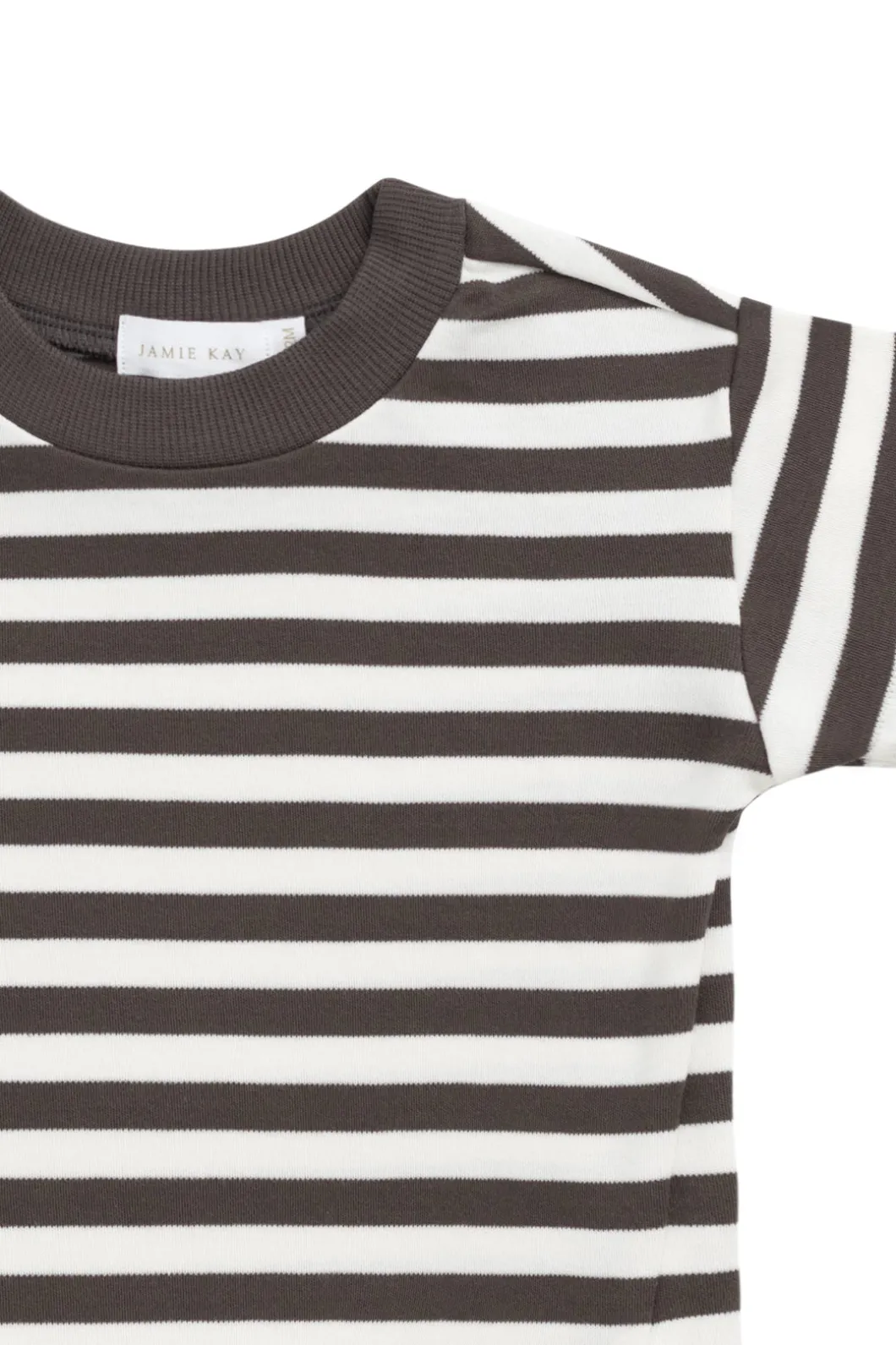 Pima Cotton Otis Tee - Essential Stripe Cloud/Dark Coffee