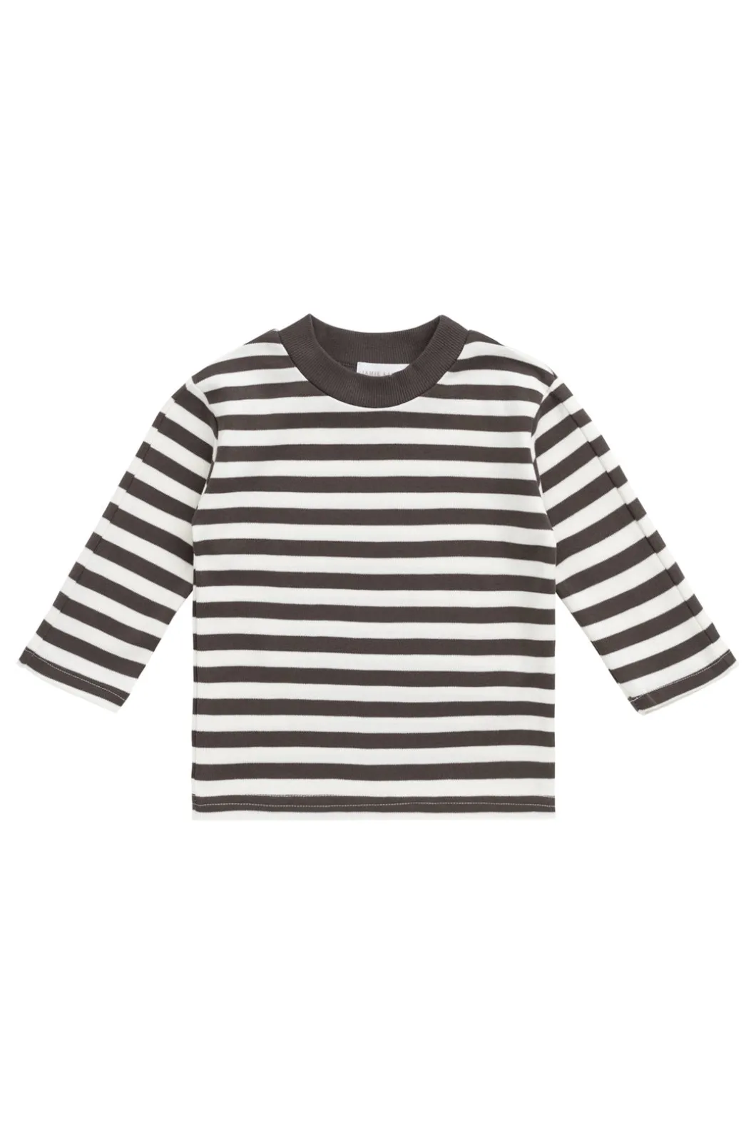 Pima Cotton Pedro Long Sleeve Tee - Essential Stripe Cloud/Dark Coffee